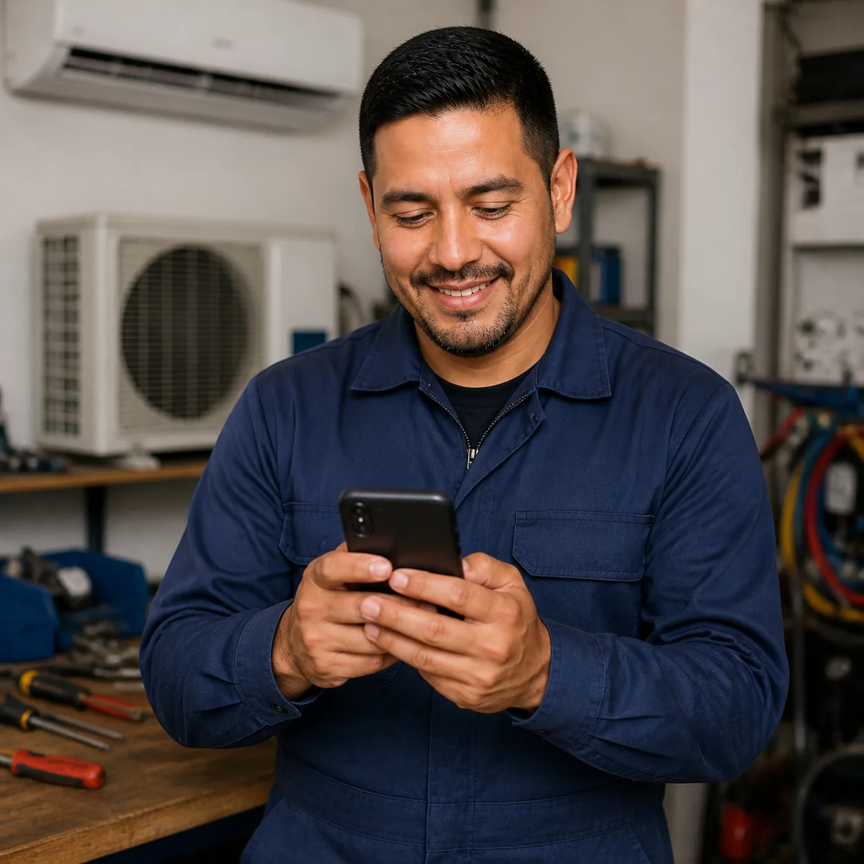 Técnico de climatización usando el portal con facilidad: si usas WhatsApp, sabes usar esto